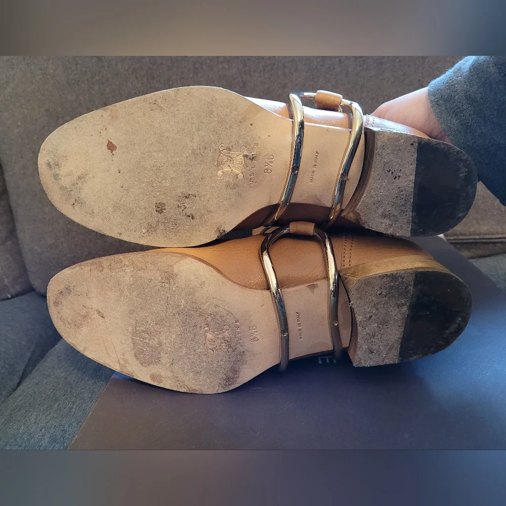 Celine Buckle Tan Ankle Boots Sz. 38.5 - Picture 5 of 5